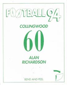 1994 Select AFL Stickers #60 Alan Richardson Back